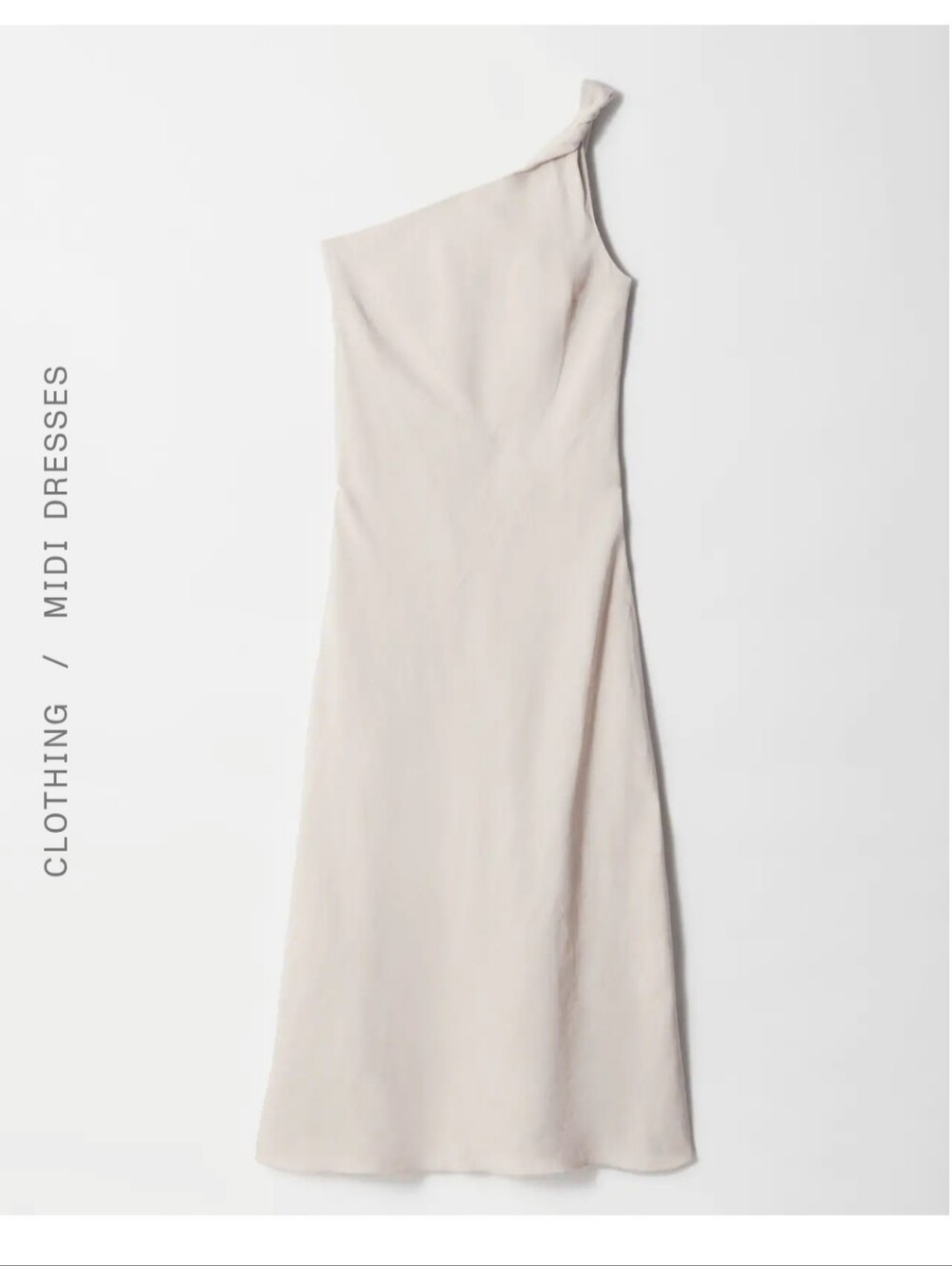 & Other Stories One Shoulder Midi Dress | Beige | Size 8